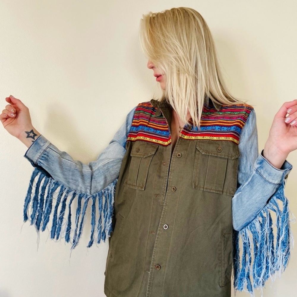 Raga The Chandler army-style fringe boho jacket - Small